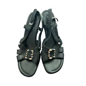 a.n.a. Black Heeled Sandals Women's Size 8.5M Ankle Strap Dressy Cage